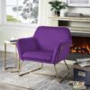 Keira - Velvet Accent Chair With Metal Base - Purple - Image 5