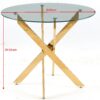 Dining Table With Cross Metal Leg And Glass, Modern Space Saving Kitchen Table For Living Room - Golden - Image 7