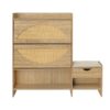 Shoe Storage Cabinet Rattan Shoe Storage Organizer With 2 Flip Drawers, A Storage Drawer And A Bench For Entryway, And Hallway - Light Brown - Image 11
