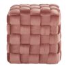 Square Braided Ottoman - Blush Pink - Image 2