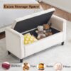 Storage Bench, Queen Velvet Button Bedside Bench, Entryway Living Room With Armrests, Nailhead Trim, Upholstered Bedroom Bench, Bedside Ottoman, Living Room, Entryway - Cream - Image 5