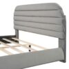 Queen Size Upholstered Platform Bed Frame And Stylish Curve Shaped Design - Gray - Image 2