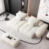 Modern Oversized Modular Sectional Sofa With 2 Chaise Lounge And 2 Armrest, Sparkling Chenille Fabric Soft Cushion Sofa With 4 Pillows, 4 Pieces Diy Combination Tufted Sofa, No Assembly Required - Beige - Image 9