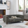 Modern Rectangular Pet Sofa With Backrest And Armrests, Soft Cushion - Dark Gray - Image 4