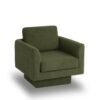 360° Modern Swivel Accent Chair Round Armchair, Thick Padded Single Lounge Sofa Upholstered Comfy - Green - Image 3