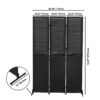 Rustic 3 Panel Room Divider 6Ft Wood Folding Privacy Screen With Metal Frame And Louver Design - Black - Image 3