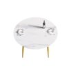 Modern Man-Made Stone Round Metal Dining Table - White / Gold - Image 7