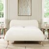 Roman - Queen Curved Headboard Upholstered Platform Bed - Ivory White - Image 9