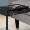 Accent Table, C - Shaped Marble Look Contemporary & Modern - Black - Image 5