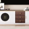 Modern Minimalist TV Stand For TVs Up To 80", Entertainment Center With 3 Drawers And 1 Shelf, Metal Handles And 2 Cabinets For Living Room - White - Image 9