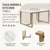 Modern Dining Table Set For 6 Faux Marble Kitchen Table Set With 6 Upholstered Dining Chairs, 7 Piece - White / Golden - Image 5