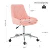 Modern Teddy Velvet Fabric Dining Chair With Golden Electroplated Legs, Soft And Comfortable, Adjustable And Space Saving - Pink - Image 3