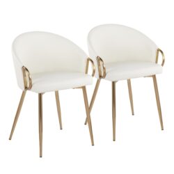 Claire - Contemporary / Glam Chair (Set of 2) - Gold / White