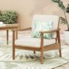 Birdsong - Outdoor Club Chair With Slat Back And Seat Cushion - Beige - Image 9