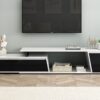 Modern, Minimalist Rectangle Extendable TV Stand, TV Cabinet With 2 Drawers And 1 Cabinet For Living Room, Up To 100" - White - Image 4