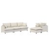 3 Piece Living Room Set Modular L Shaped Sectional Couch Upholstered, 3 Seater Sofa & Armchair & Movable Ottoman 5 Seat - Beige - Image 3