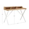 Design Laurel Writing Desk With Storage And Metal Crossed Legs - Natural / White - Image 3