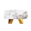 63" Modern Artificial Stone Pandora White Curved Metal Leg Dining Table, 6 People - Antique White / Gold - Image 3