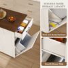 Rustic Movable Kitchen Island On Wheels With Storage & Power Outlet - White - Image 8