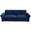 King Pull Out Sofa Bed, Chesterfield Sofa, 3 In 1 Velvet Convertible Sleeper Sofa With Nailhead Trim & Rolled Arm For Living Room, Bedroom, Apartment, Office - Blue - Image 11