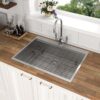 30" Topmount Stainless Steel Kitchen Sink With Workstation Ledge And Accessories - Black - Image 5