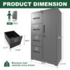 Sleek Metal Storage Vertical Filing Cabinet With Lock, 4 Drawer And 1 Door Steel File Locker For Home Office - Gunmetal Black - Image 3