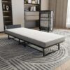 Modern Metal Folding Bed Frame With Foam Mattress, Easy Storage & Mobility - Black - Image 2
