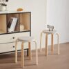 Stackable Bentwood Stools (Set of 4), Round Backless Chairs For Dining Room, Kitchen, Classroom - Light Gray - Image 5