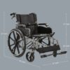 Heavy Duty Manual Wheelchair With Double X Force Support 24" Non Inflatable Tires Foldable Transport Wheelchair With Quick Release Wheels 350Lbs Capacity - Black / Silver - Image 4