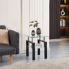 Modern Tempered Transparent Glass End Table With Storage For Living Room 2 Layer Design - Clear - Image 2