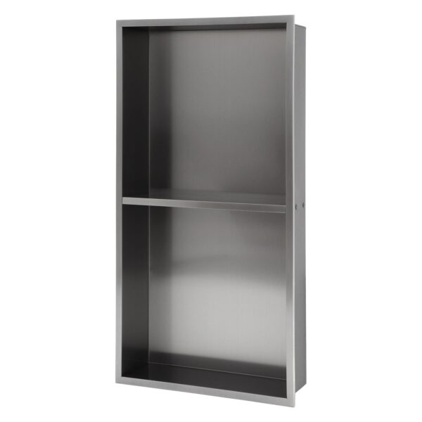 13" X 25" Stainless Steel Shower Niche Double Shelf With Corrosion Resistance - Gunmetal Black