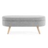 Ottoman Oval Storage Bench With Rubber Wood Legs Linen - Gray - Image 9