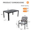 5 Pieces Outdoor Patio Aluminum Furniture Set, Rectangular Table With Umbrella Hole - Bourbon Brown - Image 3