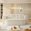 2 In 1 Foldable Sofa Plush Corduroy Sofa Convertible Floor Sofa Bed Deep Seating With Multi Functional Blanket Suitable For Living Rooms - Beige - Image 2