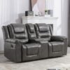 2 Seater Home Theater Recliner Manual Recliner Chair With A Storage Box And Two Cup Holders For Living Room - Gray - Image 26