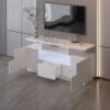 Alexa - Contemporary TV Stand With Lights In Glossy Melamine - White - Image 4