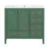 Elegant Vintage 36" Bathroom Vanity With Sink And Soft Closing Door, 4 Drawers Of Different Sizes Frame - Green - Image 11