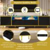 Modern TV Stand For TVs Up To 80", Entertainment Center With 2 Shelves And LED Lights, TV Storage Cabinet With 2 Drawers, 2 Cabinets And Metal Legs For Living Room - Black - Image 7