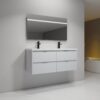 Modern Floating Bathroom Vanity With Dual Resin Sink, Soft Close Drawers - White - Image 7