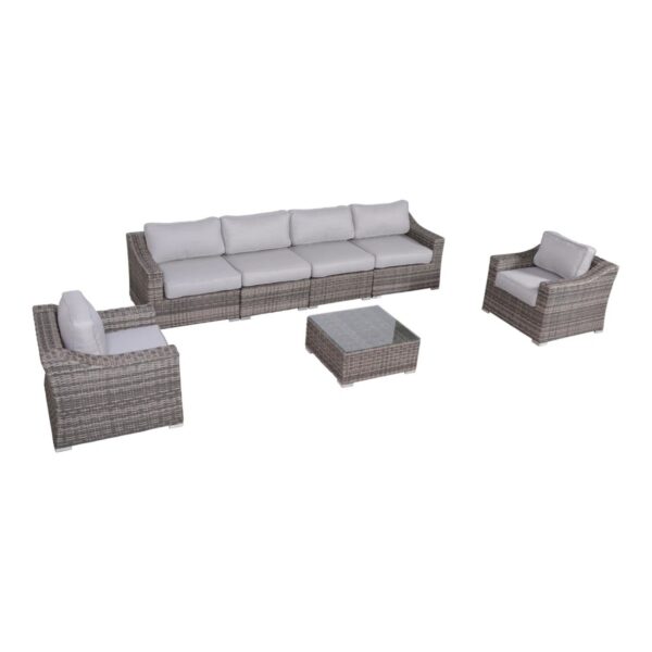 Outdoor Wicker Seating Group For 6 With Cushions - Gray Mix