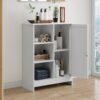 Classic Freestanding Bathroom And Kitchen Storage Cabinet With Adjustable Shelves - White - Image 5