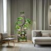 8 Tier Indoor Plant Stand With Grow Lights, S Shaped Metal Shelf For Multiple Plants - Black / Dark Walnut - Image 4