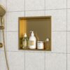 12" X 12" Stainless Steel Shower Niche With Seamless Design For Bathroom Storage - Gold - Image 2