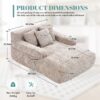 Chenille Interior Lazy Sofa Chaise Longue Armchair With Pillows And Armrests - Khaki - Image 7