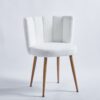Modern Dining Chair (Set of 2) With Iron Tube Wood Color Legs, Shorthair Cushions And Comfortable Backrest, Suitable For Dining Room, Living Room, Cafe, Simple Structure - White - Image 6