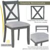 6 Piece Family Dining Room Set Solid Wood Space Saving Foldable Table And 4 Chairs With Bench - Gray - Image 7