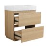Modern Bathroom Vanity With Single Sink And Double Drawer, Freestanding Engineered Wood Cabinet - Oak - Image 19