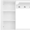 Hall Tree With Integrated Shoe Cabinet And Mirrored Cabinet Door, Coat Hanger, Entryway Bench, 4 In 1 Design, 2 Flip Drawers, 4 Hooks And 2 Cabinets For Entrance, Living Room - White - Image 14