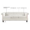 84.65" Rolled Arm Chesterfield 3 Seater Sofa - White - Image 11