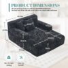 Chenille Interior Lazy Sofa Chaise Lounge Armchair With 3 Pillows And Armrests, Soft Chenille - Black - Image 4